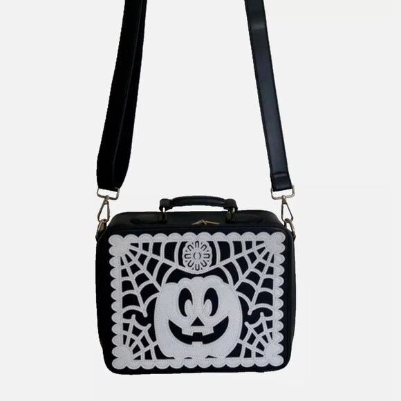 NEW Backstitch Bruja MexiWeen Bag Black White Pumpkin Halloween Spooky Crossbody - Picture 4 of 14
